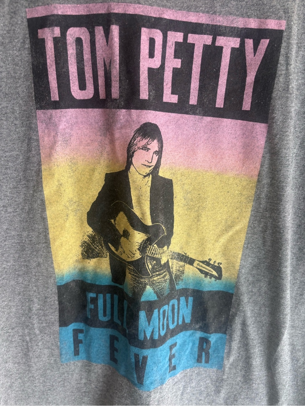 Hybrid Apparel Gray Tom Petty Graphic Dog Tee with Pink, Yellow & Blue Print - Picture 2 of 4